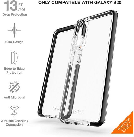 GEAR4 Samsung Galaxy S20 Rugged D30 Military Standard Back Case Cover Clear/Blk