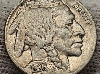 USA United States 1936 Indian Head Buffalo Nickel 5 Cent Very Nice Grade