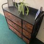 Black metal with fabric faux wood grain storage drawers Image 3