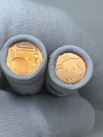 Estonia 2011 1 cent bank rolls x2 sealed