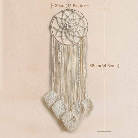 NEW SALE | Dream Macrame Dream Catcher Large Dream Catchers for Bedroom Boho Wall Hanging Decor with 5 Woven Leaves Tassels Home Decoration Ornament