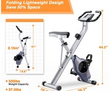 BCAN Folding Exercise Bike with Magnetic Resistance, Pulse Monitor and Comfortable Seat