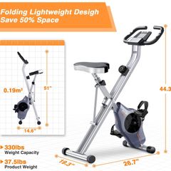 BCAN Folding Exercise Bike with Magnetic Resistance, Pulse Monitor and Comfortable Seat