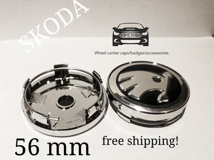 1set (4caps) Black Chrome logo SKODA Octavia Superb Fabia Yeti wheel center cap 5JA601151A 56mm caps