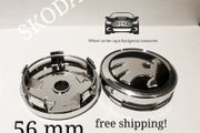 1set (4caps) Black Chrome logo SKODA Octavia Superb Fabia Yeti wheel center cap 5JA601151A 56mm caps