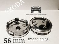 main image for ad 1set (4caps) Black Chrome logo SKODA Octavia Superb Fabia Yeti wheel center cap 5JA601151A 56mm caps