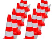 10 Reflective Traffic Cones Red and White 50 cm