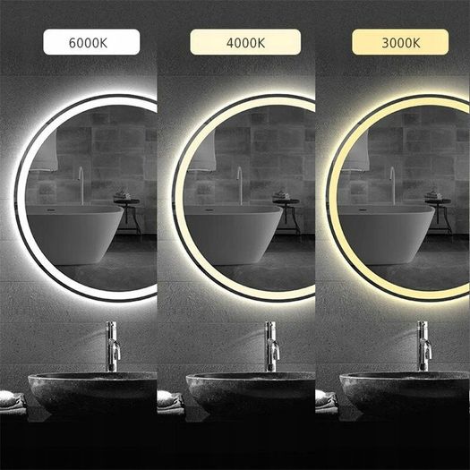 LED Bathroom Mirror Black Frame Antifog Defogger