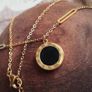 Roman Numeral Black Stone Gold Necklace Image 3