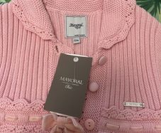 Mayoral Pink cardigan full length & matching bonnet  age 24 months