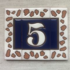 House number - Spanish ceramic tile house number (No. 5)