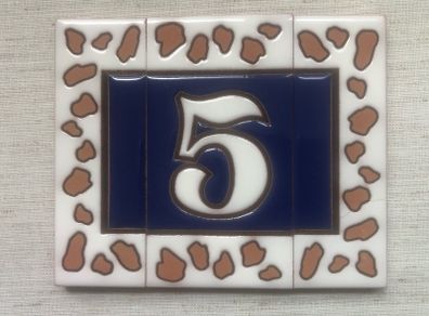 House number - Spanish ceramic tile house number (No. 5)