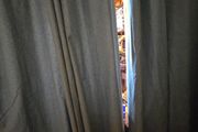 Turquoise Lined Eyelet Curtains. 2 Matching Pairs