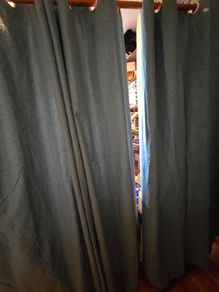 Turquoise Lined Eyelet Curtains. 2 Matching Pairs