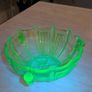 Vintage Stolzle Art Deco Green Glass Bowl 22cm Uranium glass Image 5