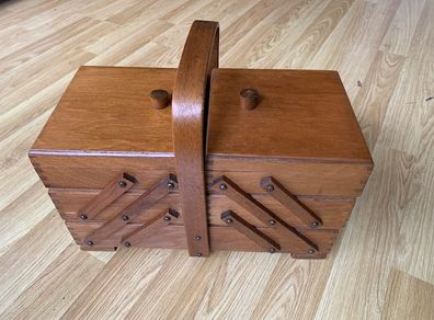 Vintage Wooden Sewing Box