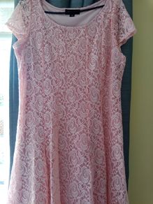Peach Dress lacy overlay wedding communion