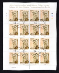2007 Ireland 400th Anniversary of Irish Franciscan Commemorative Stamps Sheetlet Plate 1A1A1A1A Fine Used with Dublin cancel of 24th January 2007 (First day of issue)