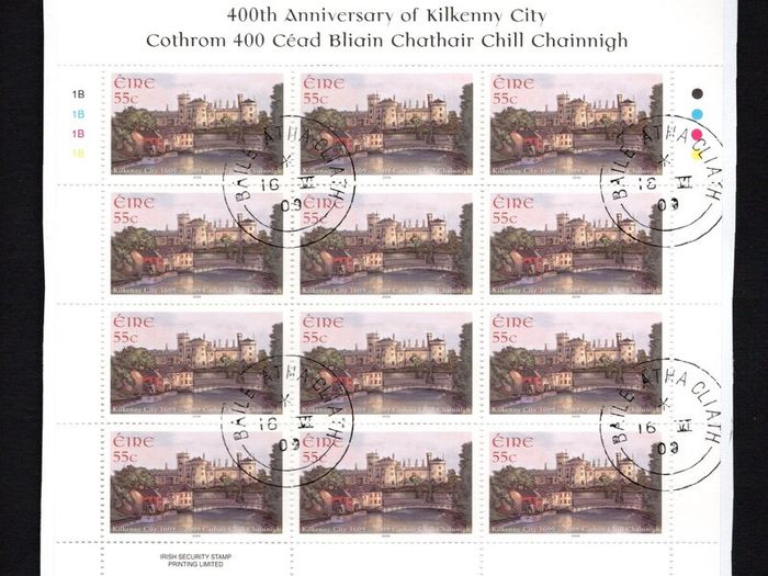 2009 Ireland The 400th Anniversary of the City of Kilkenny Commemorative Stamp Sheetlet Plate 1B1B1B1B Fine Used with Dublin cancel of 16th June 2009 (First day of issue)