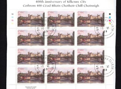 2009 Ireland The 400th Anniversary of the City of Kilkenny Commemorative Stamp Sheetlet Plate 1B1B1B1B Fine Used with Dublin cancel of 16th June 2009 (First day of issue)