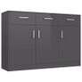 Sideboard High Gloss Grey 110x34x75 cm Chipboard Image 3