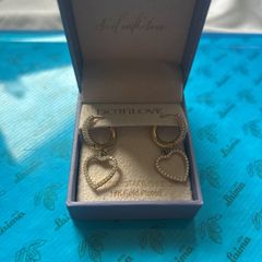 Dottilove 18K Gold Plated Heart Earrings Stainless Steel New In Box
