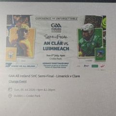 Clare vs Limerick hurling tickets x 2
