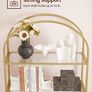 5 Tier Bookcase Tempered Glass Gold Shelves Image 6