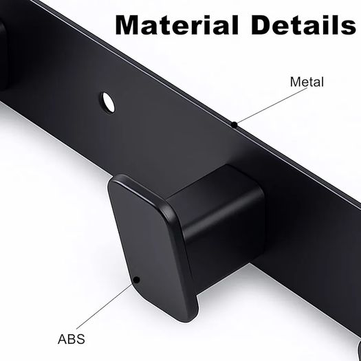 2 Pack Coat Hooks Wall Mounted, Black Coat Rack with 4 Hooks Heavy Duty Towel Hook Wall Hooks Organizer for Hanging Towels, Clothes, Bags, Hat