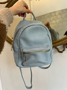 Genuine leather mini backpack light blue leather - Florence Italy