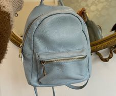 Genuine leather mini backpack light blue leather - Florence Italy