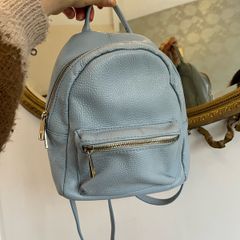 Genuine leather mini backpack light blue leather - Florence Italy