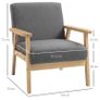 Chair in Scandinavian Design, Accent Chair, Solid Wood, Linen Look, 64 cm x 70 cm x 72 cm Image 2