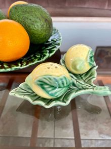 Vintage Collectable Portuguese Lemon Salt and Pepper Shakers Bordallo Pinheiro