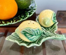 Vintage Collectable Portuguese Lemon Salt and Pepper Shakers Bordallo Pinheiro