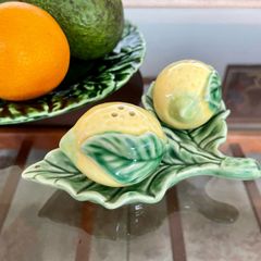 Vintage Collectable Portuguese Lemon Salt and Pepper Shakers Bordallo Pinheiro