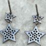 Vintage 925 Sterling Silver CZ Star Drop Earrings Image 2
