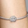 Pandora Moments Barrel Clasp Snake Chain Bracelet with silver Sparkling Paw Print Charm Image 8