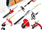 BU-KO 52cc Long Reach Petrol Multi Functional Garden Tool Including: Strimmer, Hedge Trimmer, Pruner Chainsaw with 2.4mm Thick Trimmer Line 3x 75cm Extension Pole, Toolbag for easy carry, storage