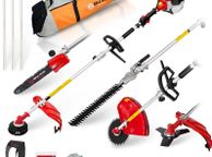 main image for ad BU-KO 52cc Long Reach Petrol Multi Functional Garden Tool Including: Strimmer, Hedge Trimmer, Pruner Chainsaw with 2.4mm Thick Trimmer Line 3x 75cm Extension Pole, Toolbag for easy carry, storage