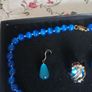 Cobalt blue necklace earrings and ring set. Image 4