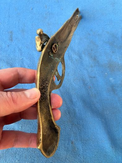 Vintage solid brass wall hanging pistol