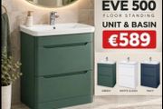 Eve 500 floor standing unit and basin Green/white/navy