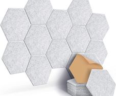 12 Packs Self-Adhesive Acoustic Absorption Panels, High Density 12" X 10" X 0.4" Soundproof Acoustic Panel, Hexagon Sound Absorbing Panels for Recording Studio & Home & Offices (FREE SHIPPING)