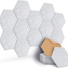 12 Packs Self-Adhesive Acoustic Absorption Panels, High Density 12" X 10" X 0.4" Soundproof Acoustic Panel, Hexagon Sound Absorbing Panels for Recording Studio & Home & Offices (FREE SHIPPING)