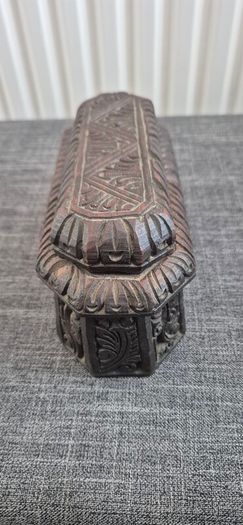 Vintage dragon motif carved wooden box