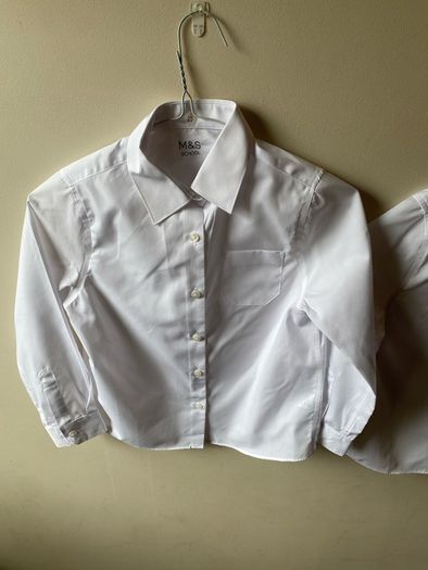 M&S white school shirts (new) age 8-9