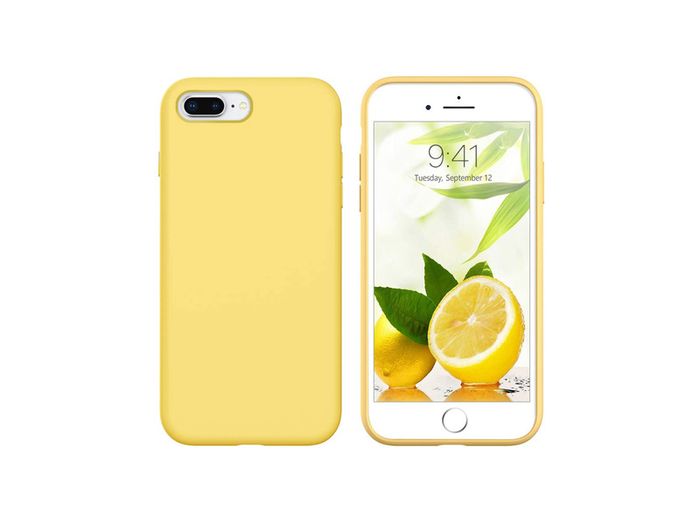 Liquid Silicone Case For iPhone 8 Plus / 7 Plus Luxury Thin Soft Phone Cover New Yellow - FHT08IP8PLK