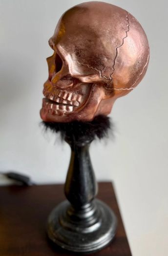 Rose Gold Skull on Pedestal Halloween Centrepiece