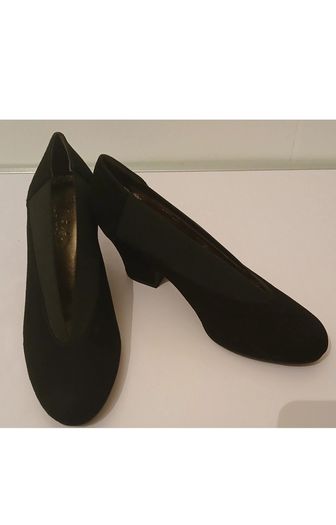 Cefalu Brumabe Black Suede Leather Court Shoes EU35 UK2 Block Heel BNIB  CAN POST